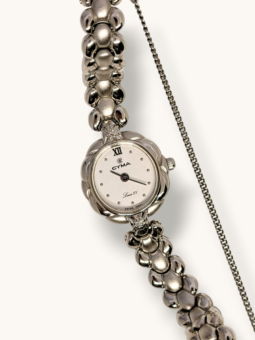 Cyma Louis XV Silver Jewelry Watch