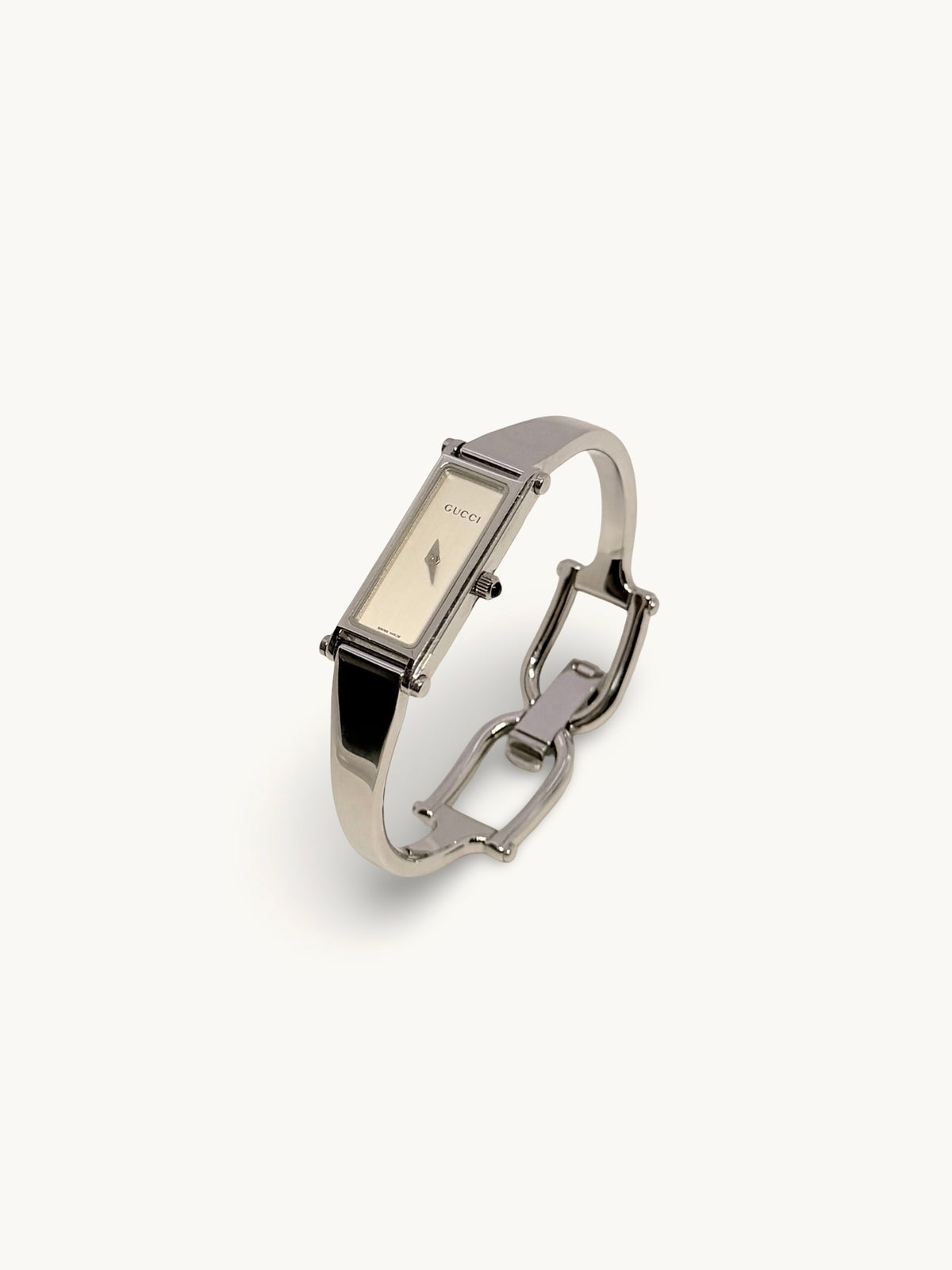 Gucci 1500L Horsebit Silver Bangle Watch (with Box)