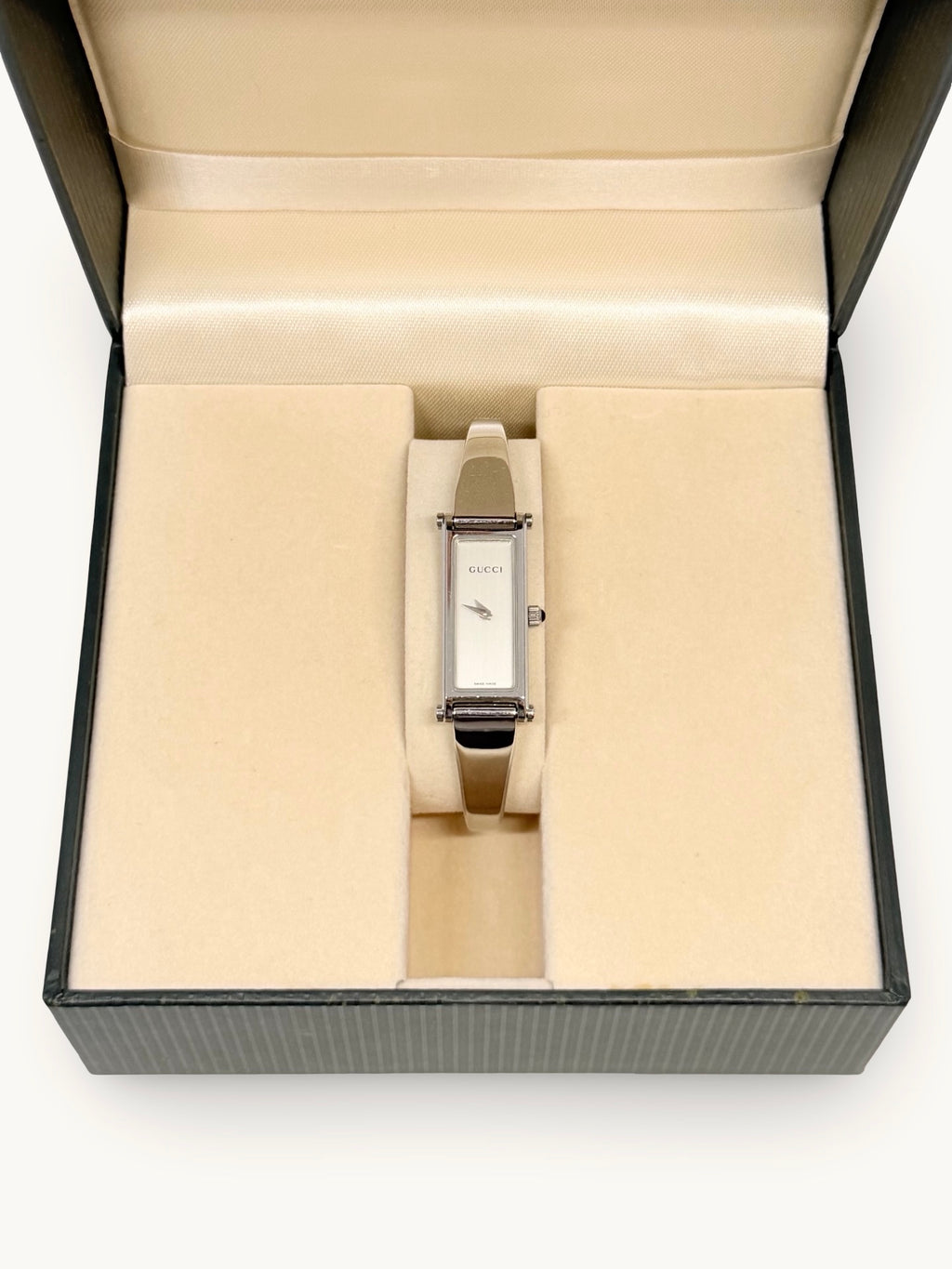 Gucci 1500L Horsebit Silver Bangle Watch (with Box)