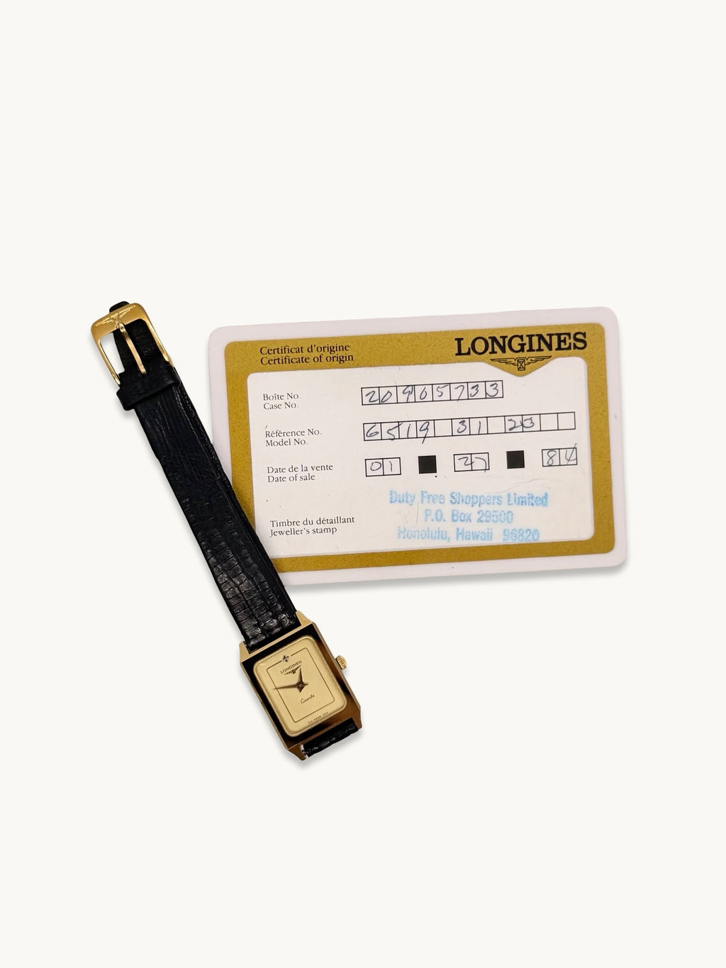 Longines Tank XL24 Watch (with Guarantee Card)