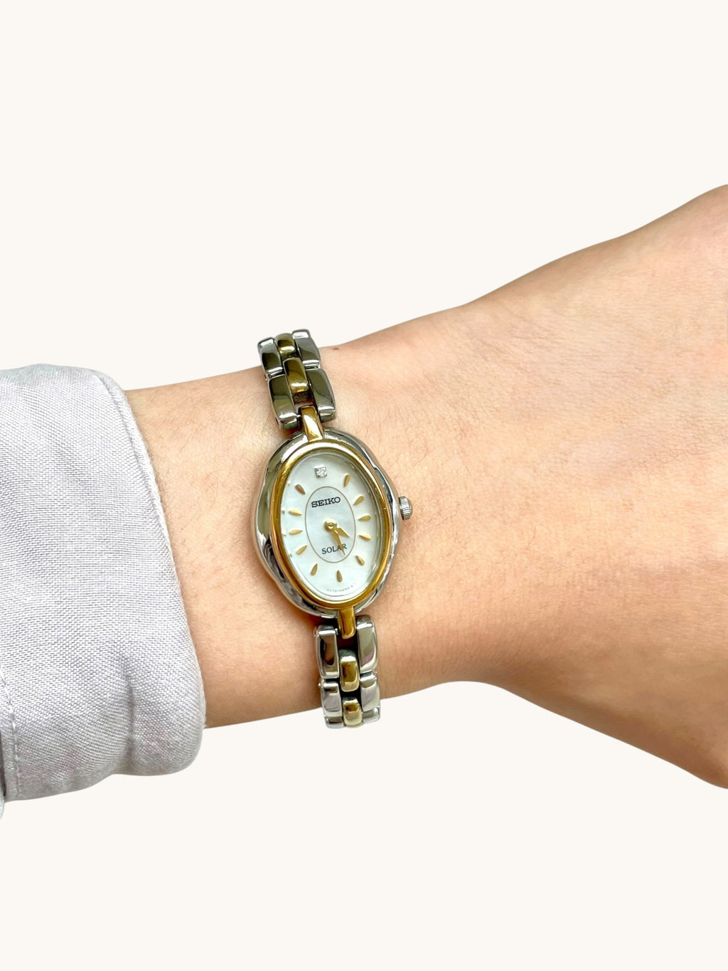 Seiko Solar Two-Tone Blue Dial Bracelet Watch